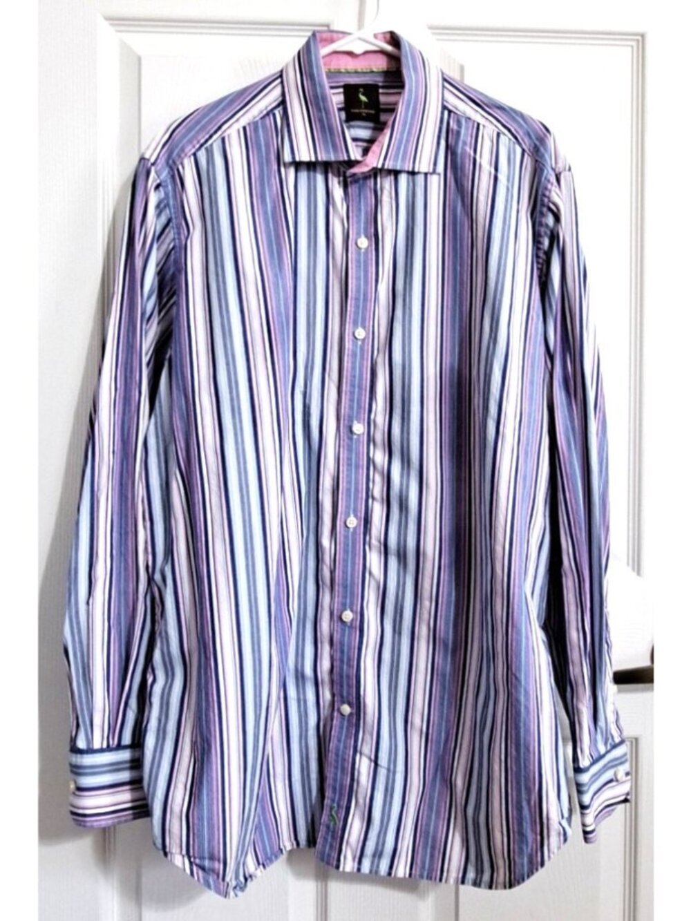 Tailorbyrd Men's XL Purple Striped Cotton Button Up Long Sleeve Shirt